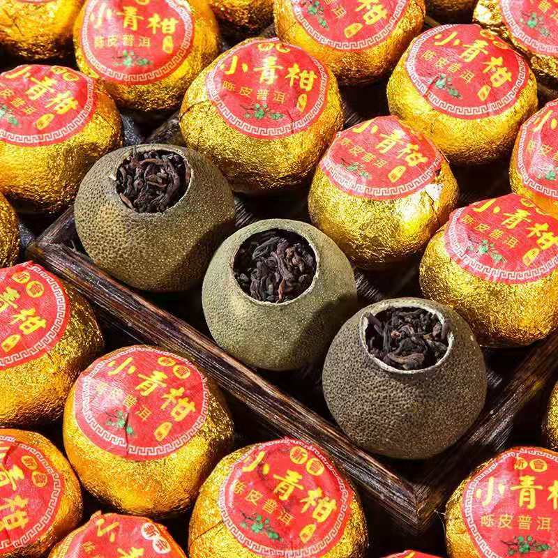 正宗新会小青柑陈皮普洱茶特级柑普茶小青橘桔普茶500g木桶礼盒装