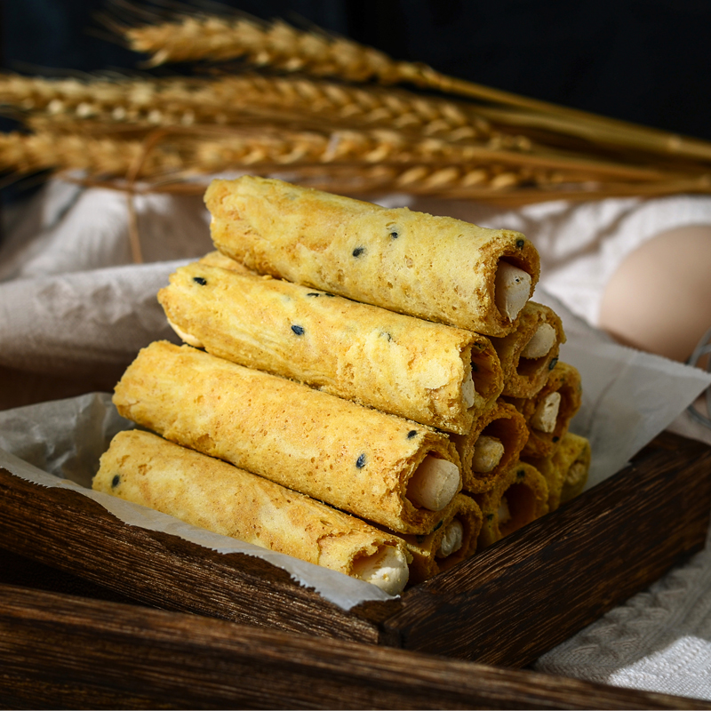 觅潮记|手工牛轧糖蛋卷 台式古早味牛轧鲜蛋卷饼干 网红休闲零食